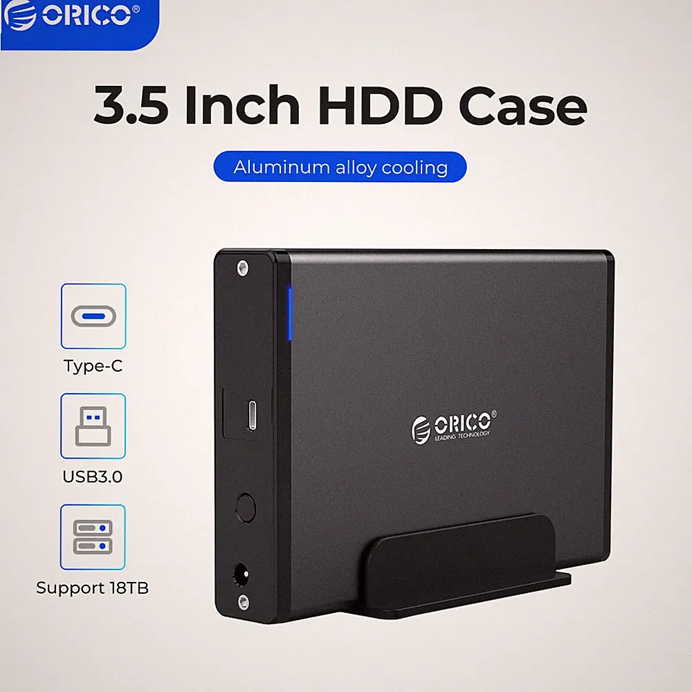 ORICO 2.5/3.5" HDD Enclosure Type-C SATA 3.0 Hard Drive Case External Laptop