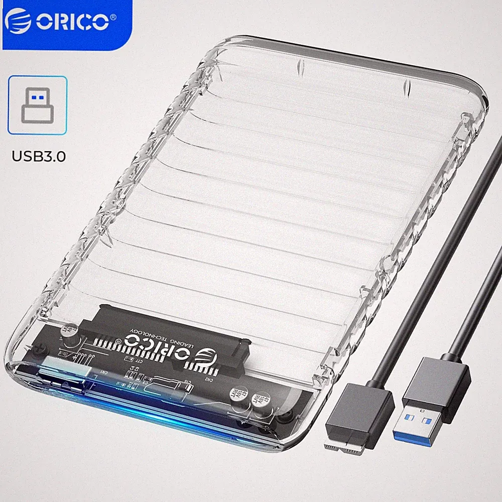 ORICO 2.5'' External Hard Drive Enclosure USB3.0 to SATAIII Clear Hard Disk Case
