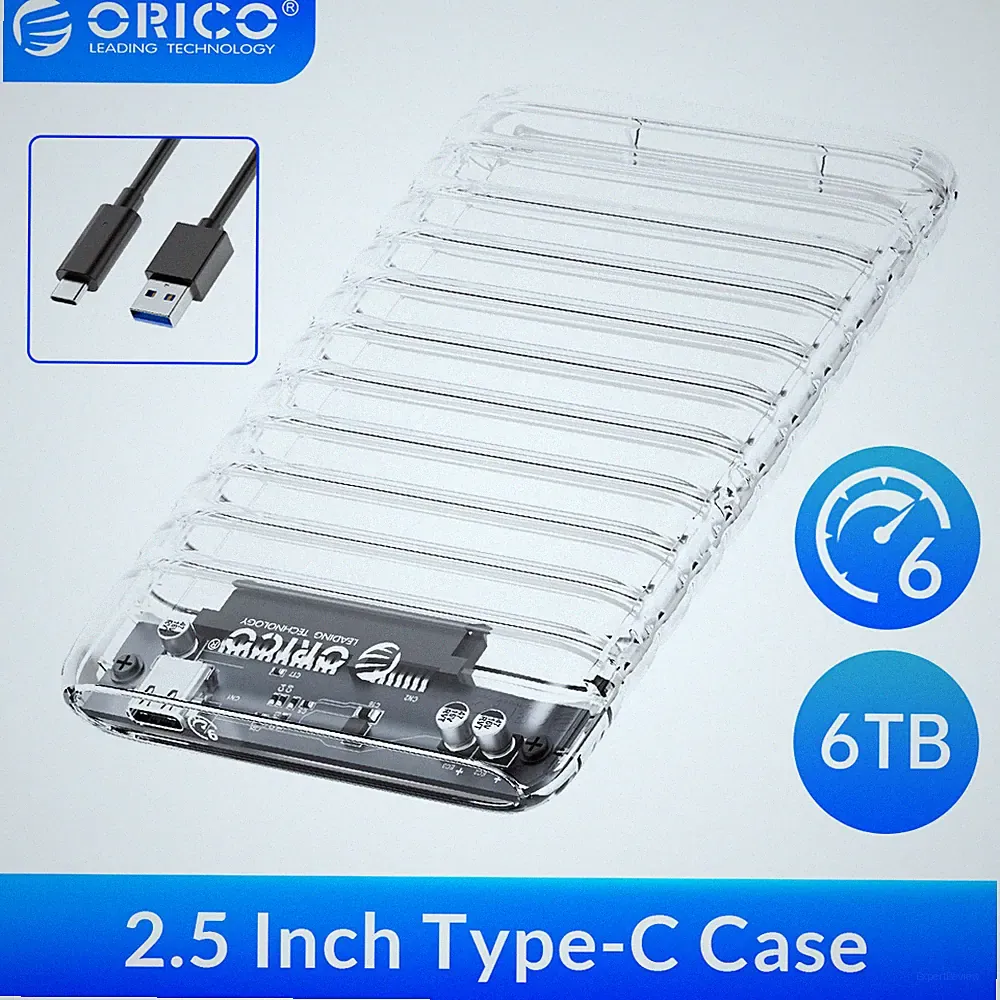 ORICO 2.5'' Hard Drive Enclosure USB C to SATAIII 6Gbps External Hard Drive Case
