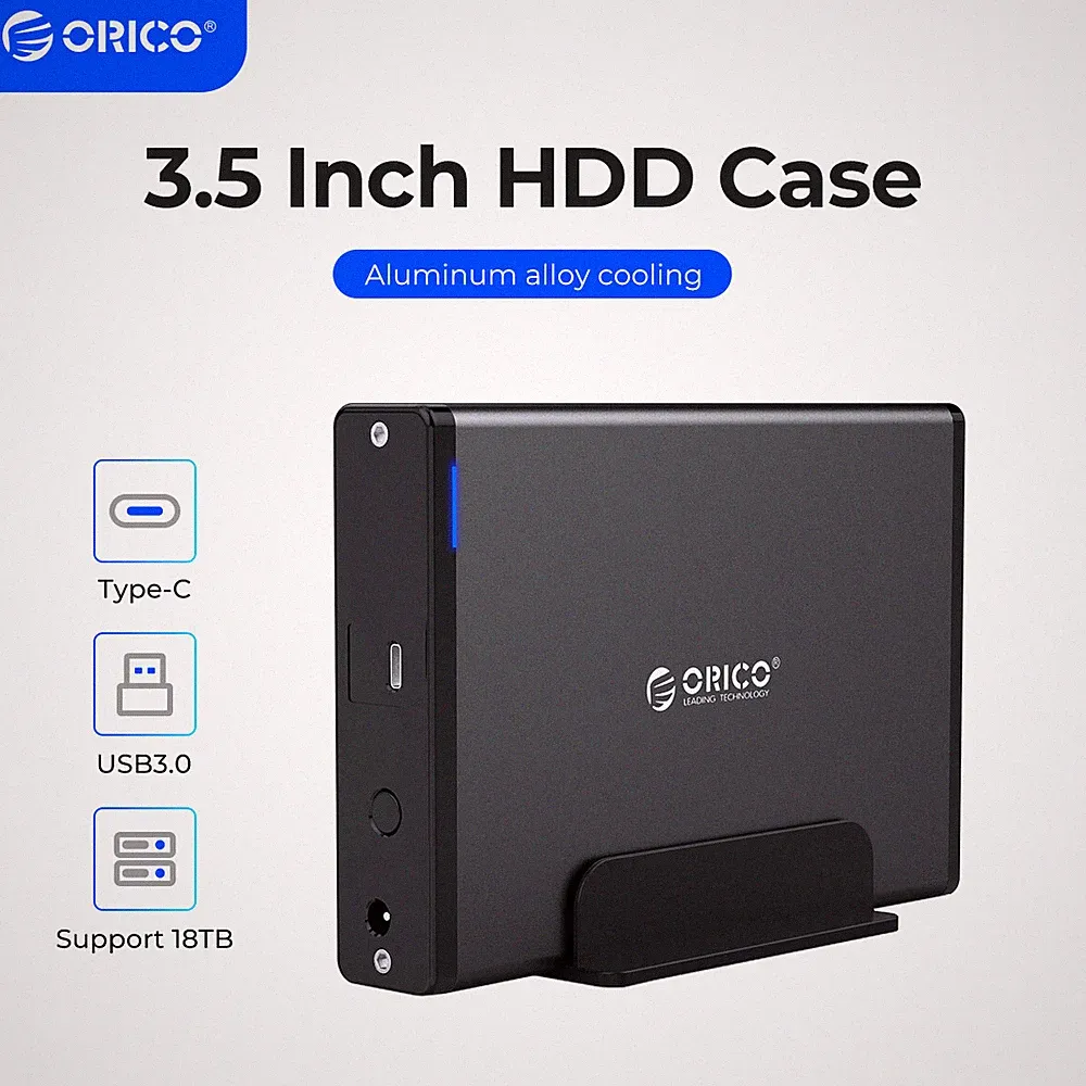 ORICO 3.5'' HDD Case Type C Hard Drive Enclosure SATA to USB 3.1 for 2.5/3.5 HDD
